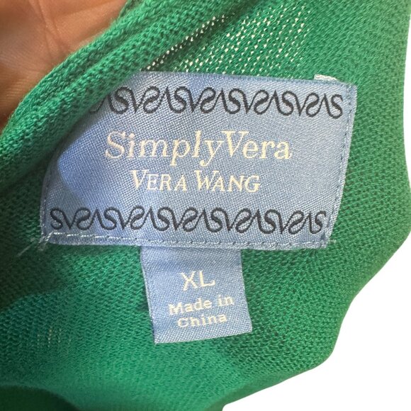 Simply Vera Vera Wang Size XL Green Ruffle Front Cardigan Sweater - Picture 3 of 6